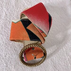 5/$25 Vintage Multicolour Abstract Print Fabric Belt